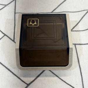 Bulova Watch Box OS White Brown Vintage Accutron Presentation Case Arrow NO PAD