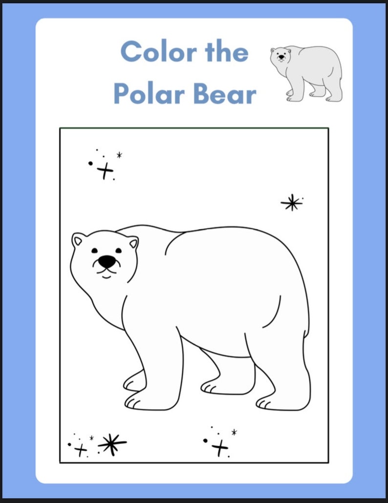 Arctic Animals Coloring Book Etsy