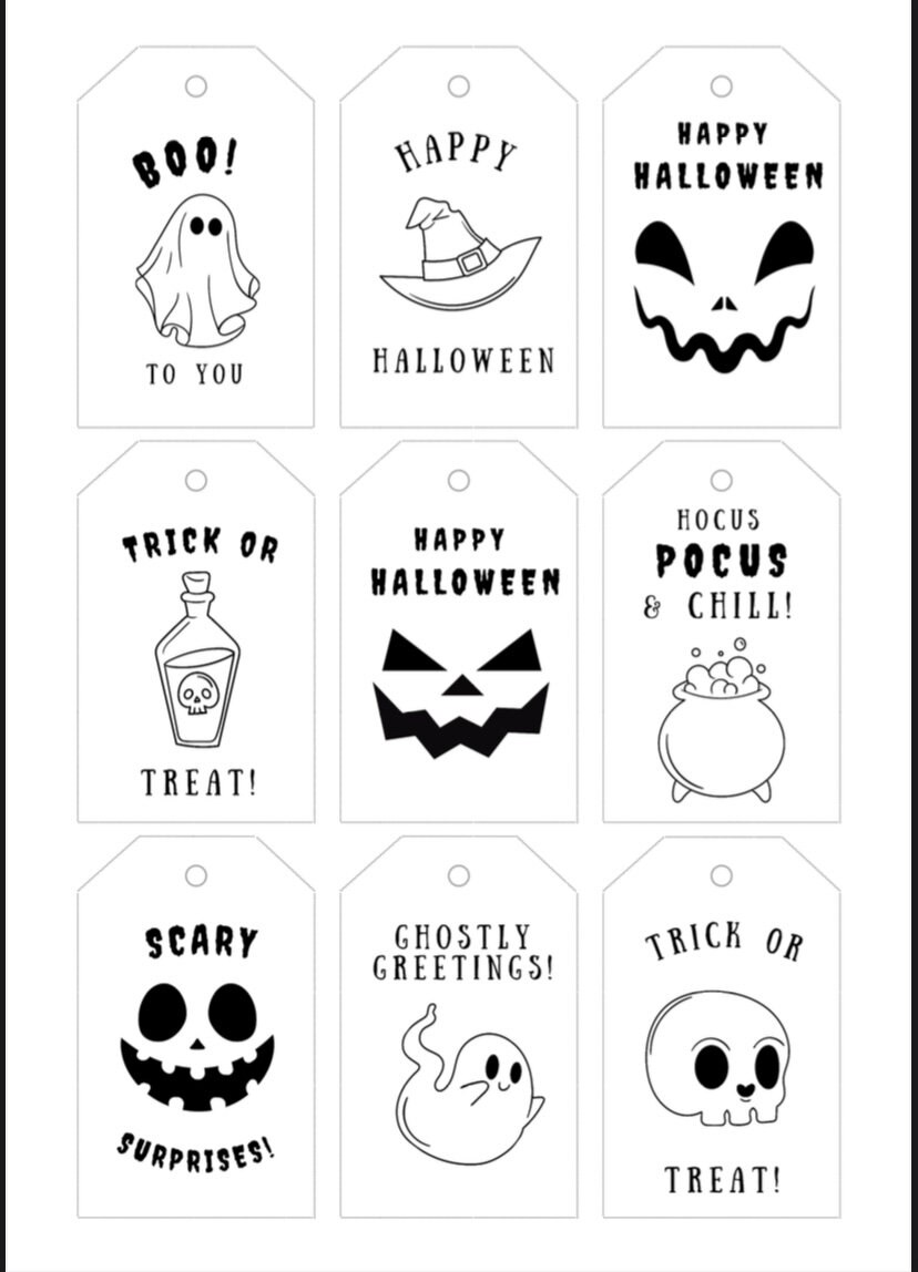 halloween gift tags, printable - etsy
