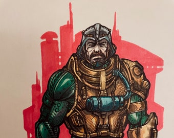 Arte original de MAN en ARMS de MOTU por Daniel Gottlieb