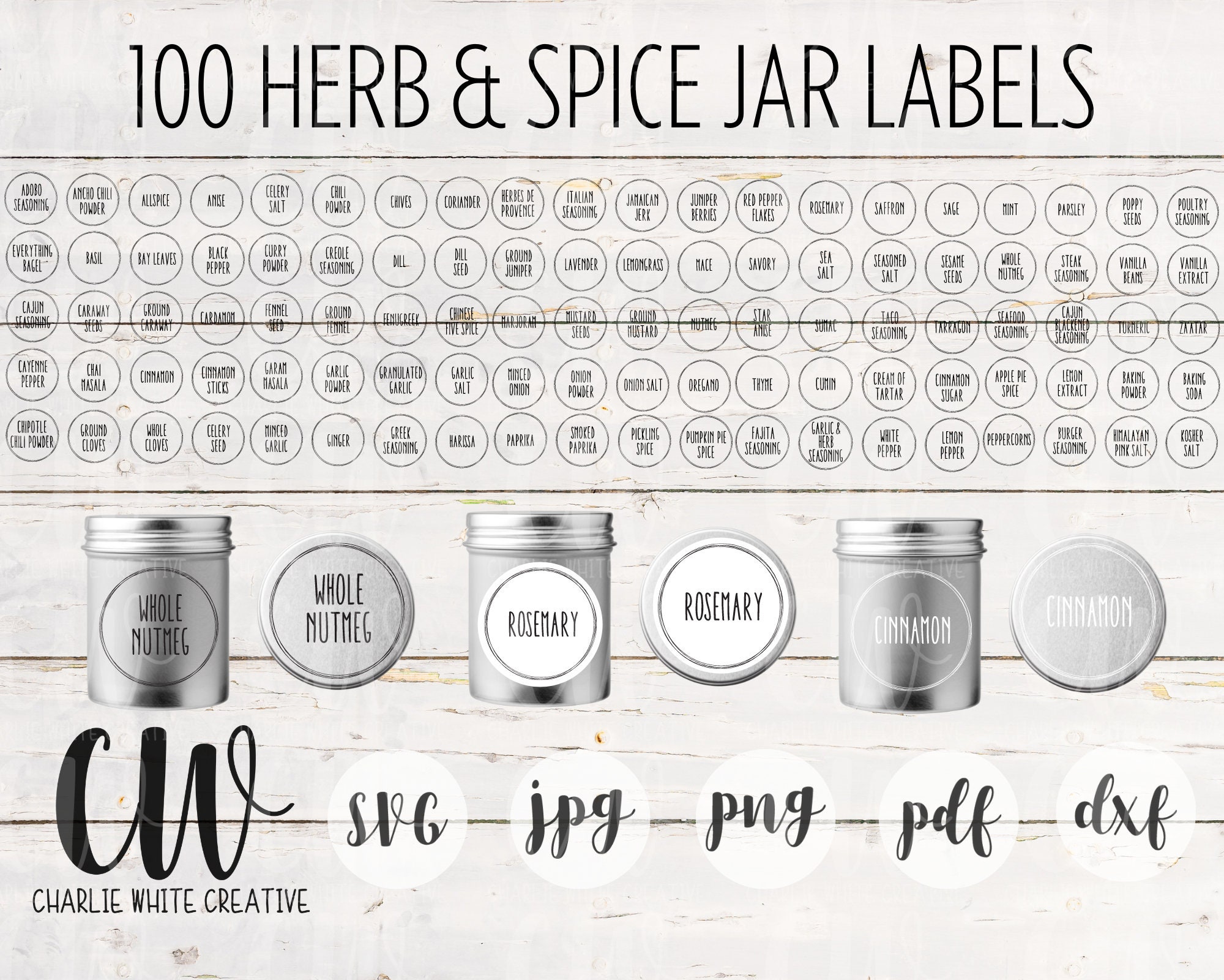 Editable Spice Jar Labels Template, Edgy Font Minimalist Jar