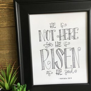 He is not here, He is Risen, Easter Print, Religious Print, Religious Easter Print, Spring Printable, He is Risen Printable, 8x10