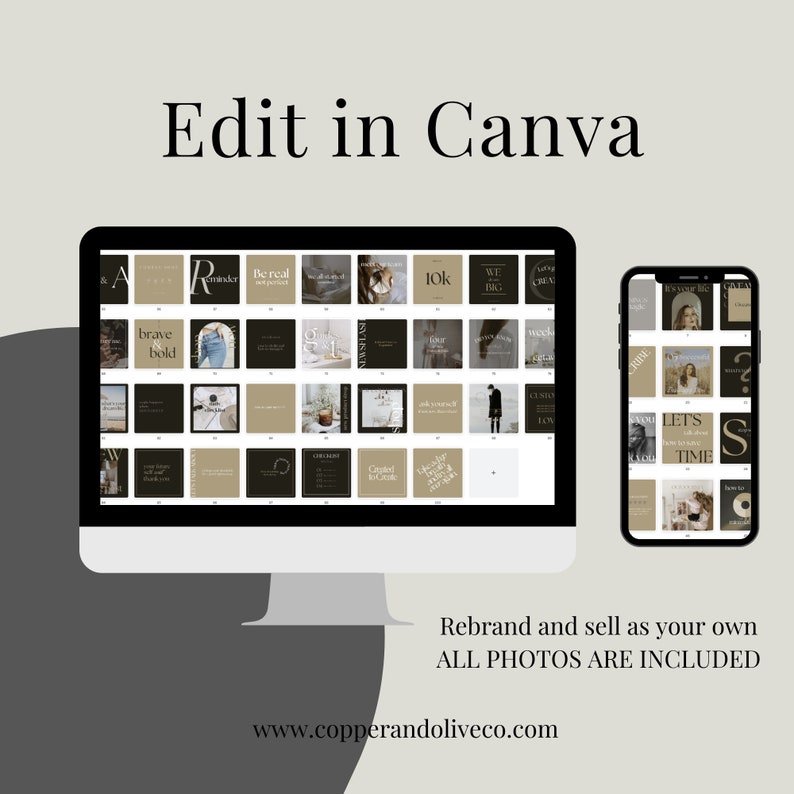 100 Instagram Post Neutral Aesthetic Canva Templates With MRR, Master 100 Instagram Post Neutral Aesthetic Canva Templates With MRR, Master