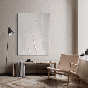 Clean Lines - White Textured art white Abstract art White 3D Textured art White Textured Minimalist art White Textured painting