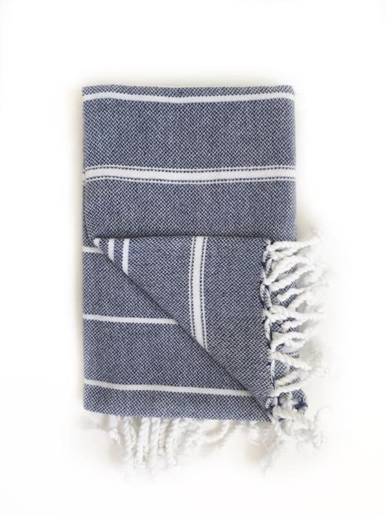 Navy Blue/white Turkish Hand Towel Etsy