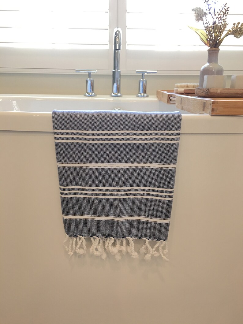 Navy Blue/white Turkish Hand Towel Etsy