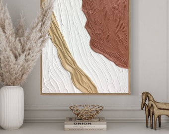 Arte abstracto texturizado – Valle - Pintura 3D en blanco y color sobre lienzo