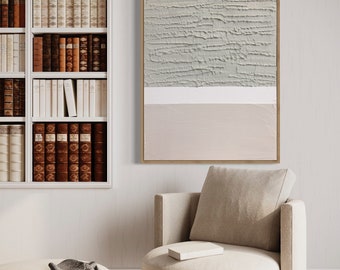 Arte abstracto texturizado – Capas – Pintura minimalista 3D blanca sobre lienzo