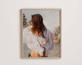 Sal y espuma: impresión artística costera, fotografía oceánica, decoración playera minimalista.