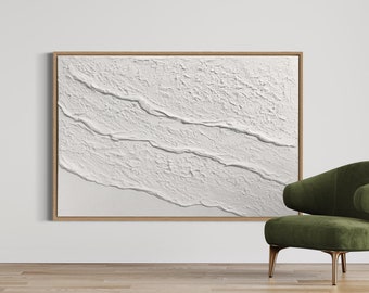 Arte abstracto texturizado de olas oceánicas blancas – Pintura de yeso 3D