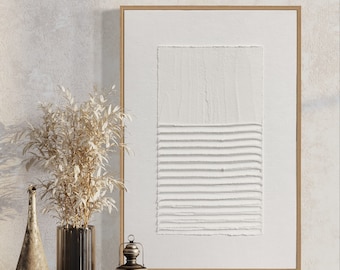 Sand Lines - Textured art white Abstract art White 3D Textured art White Textured Minimalist art White Textured painting White plaster art