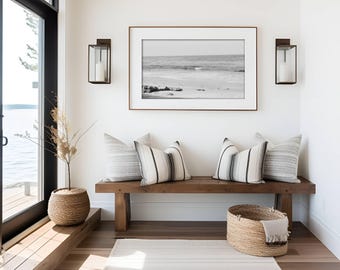 Ocean’s Edge – Impresión de bellas artes costeras, arte mural fotográfico oceánico, decoración playera editorial minimalista
