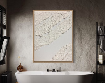 Arte abstracto con textura blanca – Marea - Pintura minimalista 3D