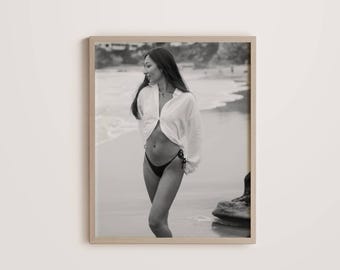 Gracia Costera: Impresión artística costera, fotografía oceánica, decoración playera minimalista