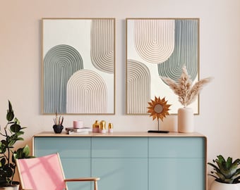 Arte abstracto de arcos texturizados: pintura minimalista en lienzo 3D