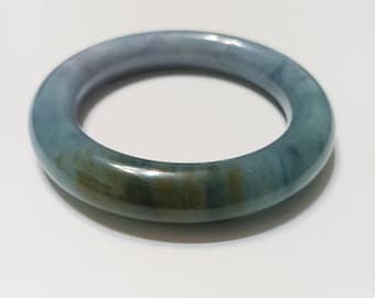 Natural Blue Olive Jadeite Bangle