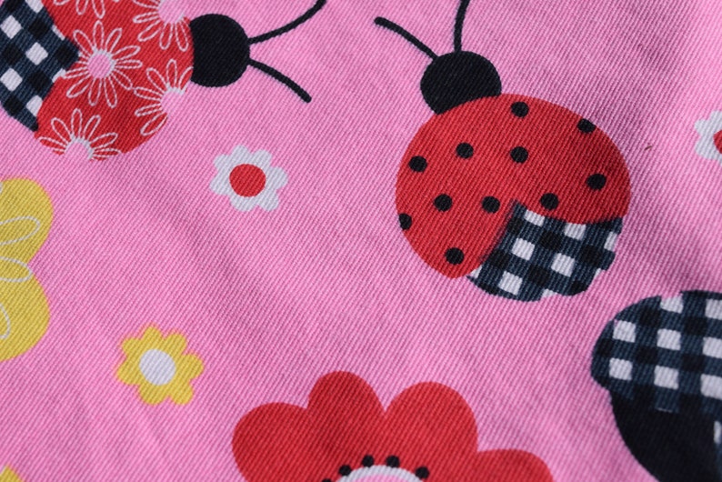 Pink ladybug pants for girls. Cute pants for girls with red and pink ladybugs. image 3