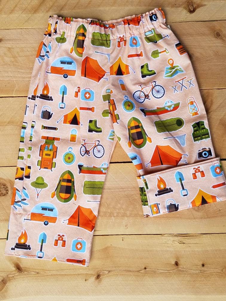 Camping Theme Pants for Boys or Girls. Lounge Pants With Camping or