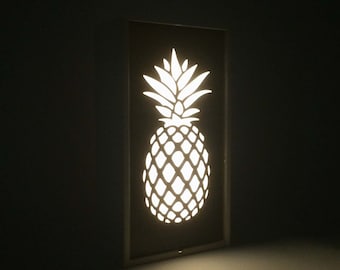 Pineapple lamp -pineapple decor - pineapple lighted sign - light box, lightox -