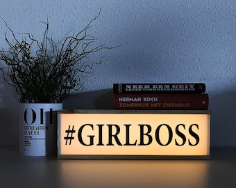 Girlboss Lightbox Sign - LED Ambient Light, Wine Box Design
