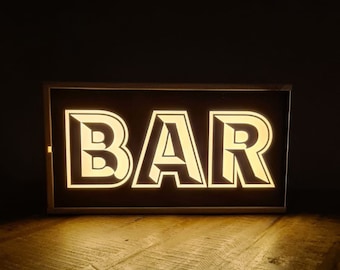 Bar lightbox - retro bar sign - lighted sign for bar - mancave decoration - bar decoration -