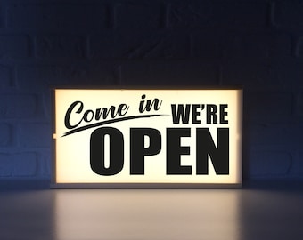 Vintage 'Come In We're Open' Lightbox - Retro Wine Box Sign