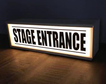 Stage entrance - lightbox - light box - lighted sign - stage lightbox - welcome sign - poium sign - stage light - theater light - exit sign