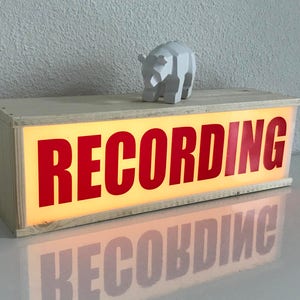 Recording lightbox recording sign Recording light lighted sign recording Light box recording gift for podcaster podcasting image 2