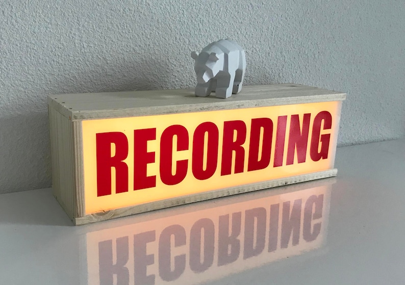 Recording lightbox recording sign Recording light lighted sign recording Light box recording gift for podcaster podcasting image 2