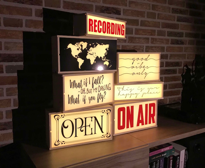 Recording lightbox recording sign Recording light lighted sign recording Light box recording gift for podcaster podcasting image 6