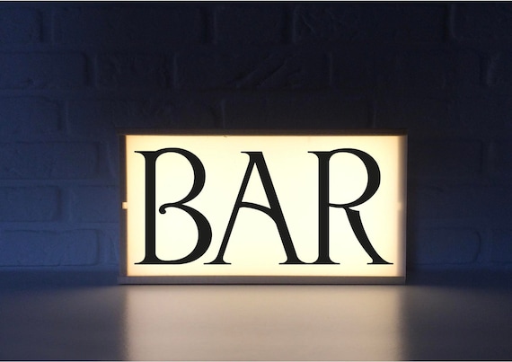 Bar lightbox - bar sign - lighted sign for bar - mancave decoration - gift for him -