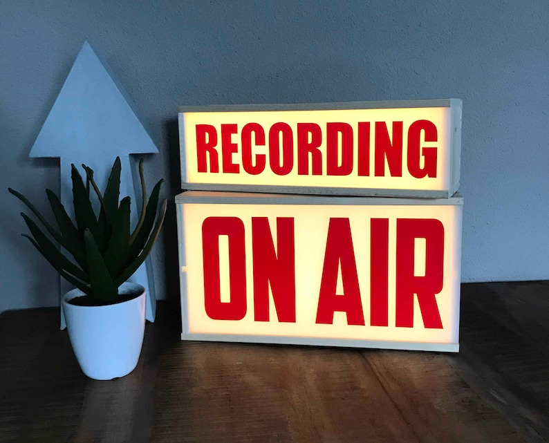 Recording lightbox recording sign Recording light lighted sign recording Light box recording gift for podcaster podcasting image 3