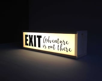 Exit Sign Light Box: Adventure Quote, LED Lighted Wine Box