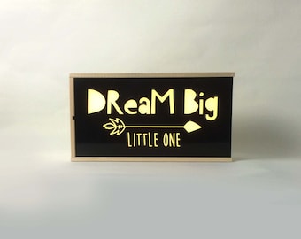 Dream Big Little One Light Box: Nursery Decor Lamp