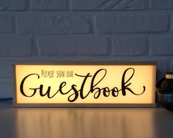 Lighted Guestbook Sign: Rustic Wedding Decor