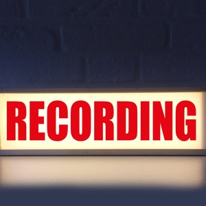 Recording lightbox recording sign Recording light lighted sign recording Light box recording gift for podcaster podcasting image 1