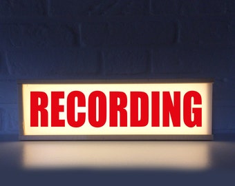 Recording lightbox - recording sign - Recording light - lighted sign recording - Light box recording - gift for podcaster - podcasting