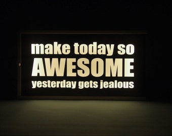 Quote Light Box – "Make Today Awesome", Wine Box Decor