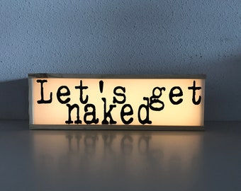 Lightbox with quote Let's get naked - bedroom light - bedroom decor - lets get naked sign - gift for couples - wedding night gift