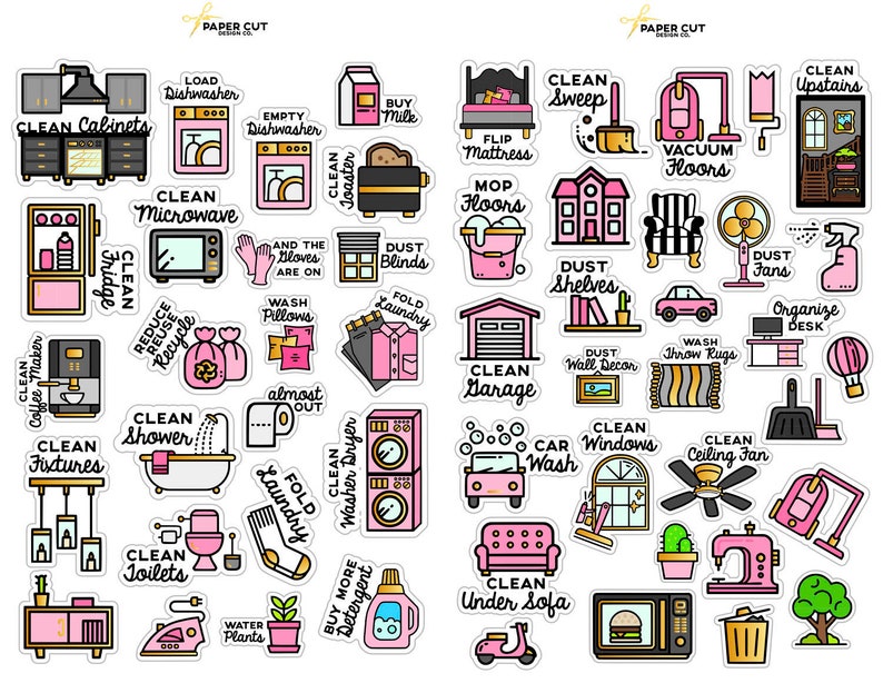 CLEANING PLANNER STICKERS Spring Cleaning Stickers Bullet | Etsy