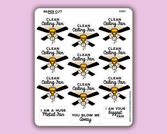 Spring Cleaning Ceiling Fan Planner Stickers Bullet Journal Erin Condren Summer Fall Winter Housekeeping Declutter List Ps901
