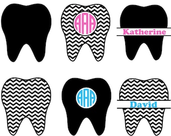 Tooth SVG, Tooth Monogram SVG, Teeth SVG, Dentist Tooth Svg Cut Files, Dentist Cutting File, Silhouette Files, Cricut Files, Dxf, Eps, Png.