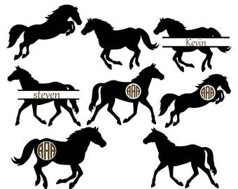 Horse Monogram SVG Cut Files, Silhouette, Cricut (Digital Download)