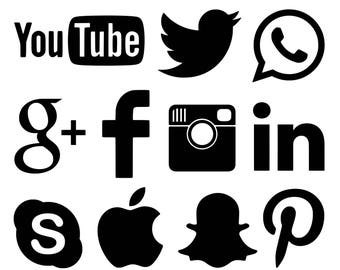 Social media svg files, social icons digital download vector files, social media clipart, Cricut, silhouette studio, svg, png, dxf, eps.