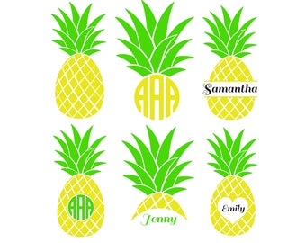 Pineapple SVG, Pineapple Monogram Frames, Silhouette SVG, Pineapple Cut File, Silhouette Cut Files, Cricut Cut File, Eps, Dxf, Vector, Png.