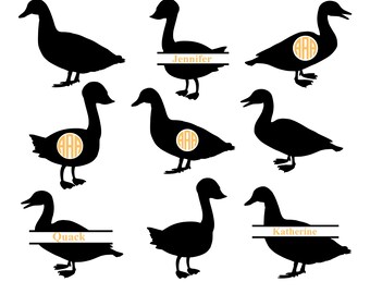 duck svg cut file, duck monogram frames, duck clipart, duck silhouette, duck svg files, silhouette files, Cricut files, svg, dxf, eps, png.