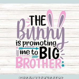 The Bunny Is Promoting Me To Big Brother Svg, Easter Svg, Easter Bunny Svg, Boys Easter Svg, silhouette cricut cut files, svg, dxf, eps, png