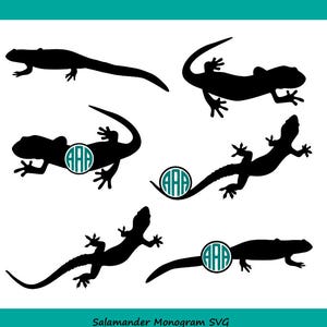Salamander SVG cut file, salamander monogram svg, Lizard SVG cut file, reptile svg cut file, salamander silhouette, Cricut, svg, dxf, eps.