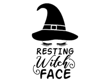 resting witch face svg, halloween svg, witch svg, spooky svg, halloween witch svg, silhouette cricut cutting files, svg, dxf, eps, png.