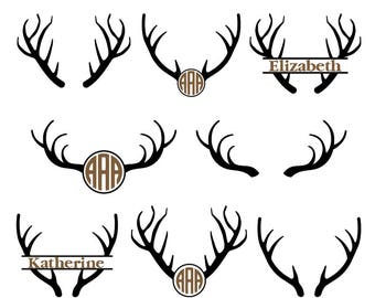 Antlers Svg, Antlers Monogram Svg, Deer Antler Svg, Antler Svg, Deer Svg, Antler Silhouette, Cricut Files, Hunting Svg, svg, dxf, eps, png.